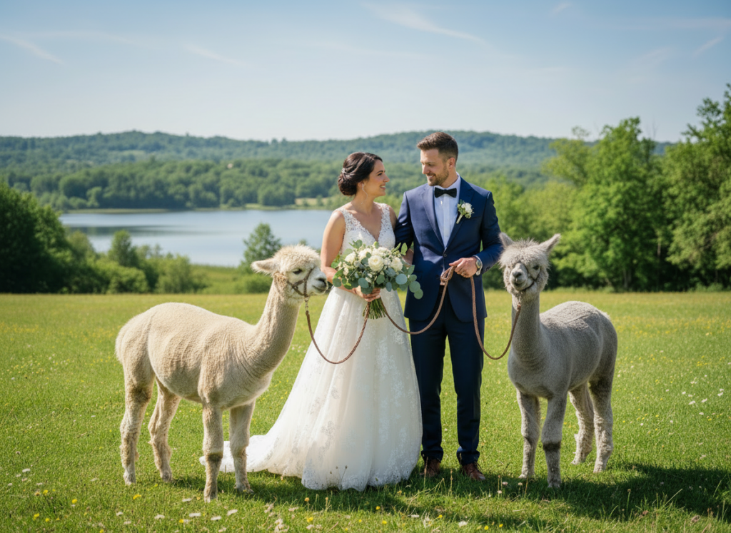 Hochzeit, alpakas