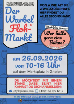 Der Warbel FlohMarkt am 26. September 2026 von 10-16 Uhr mit einem Marktplatz Konzert